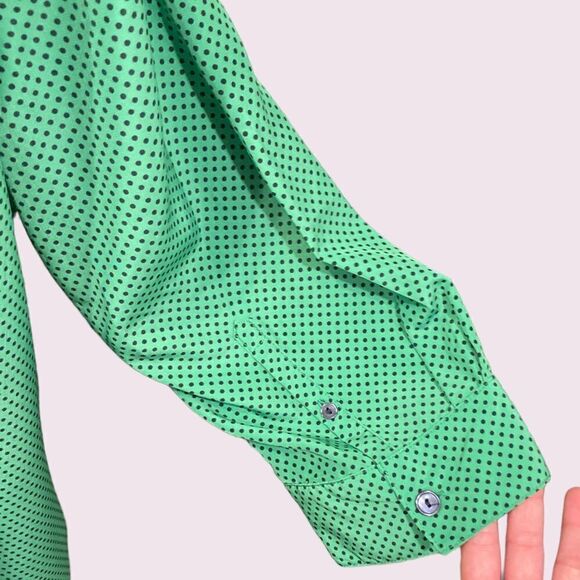 Liz Claiborne Green and Black Polka Dot Button Down Shirt - Picture 5 of 11